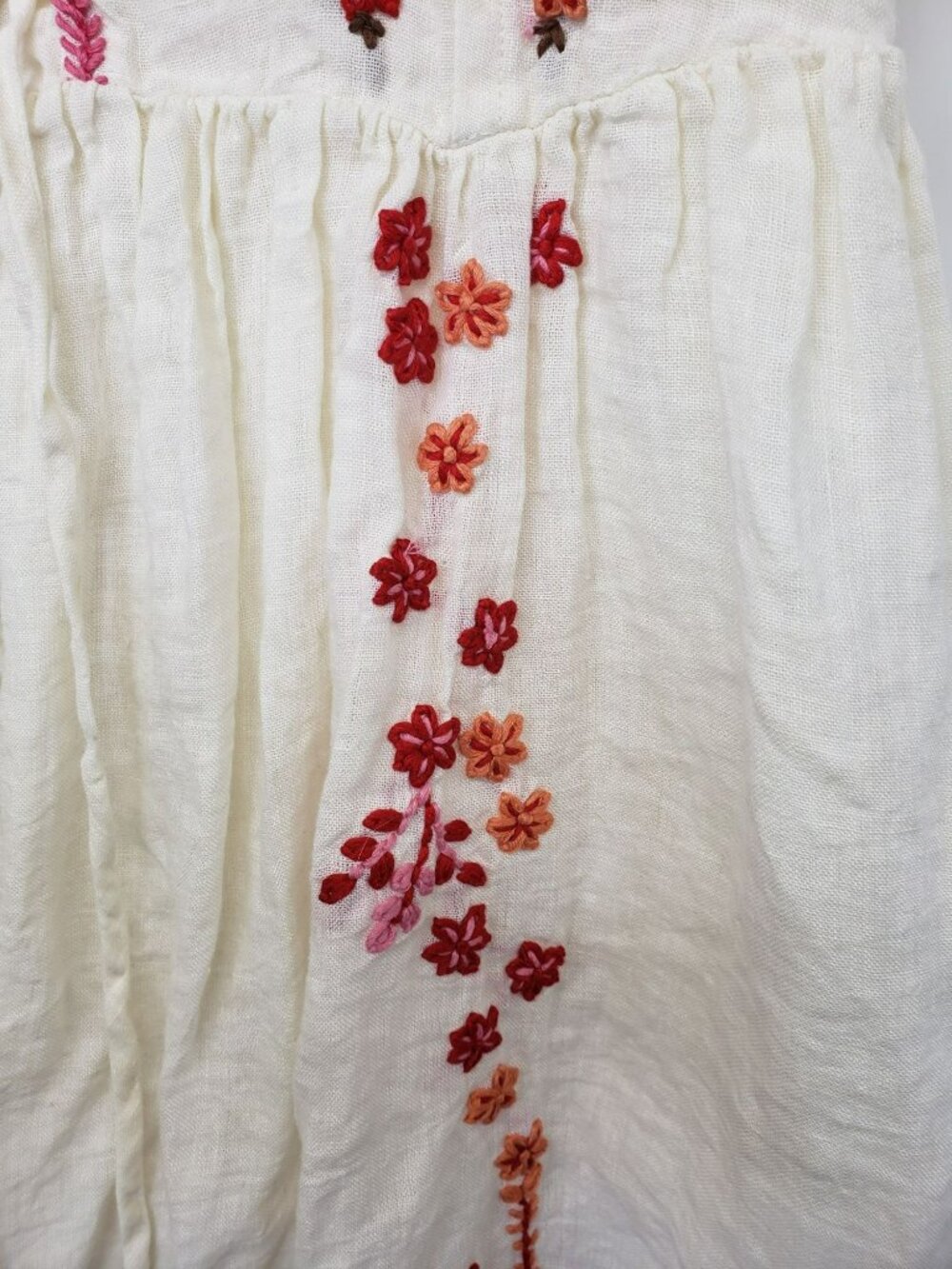Tach Clothing Raffaella Free People White Pink Linen Floral Embroidered Dress - Picture 11 of 16